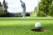 Playing golf
