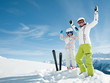 Ski, snow, sun and fun - happy family on winter vacation Ski, snow, sun and fun - happy family on winter vacation