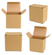 Collection of cardboard boxes isolated on white background