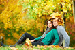 Couple at autumn outdoors