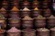 dried herbs flowers spices in the  Marrakesh street shop