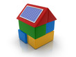 Illustration: toy house with solar panel toy house with solar panel