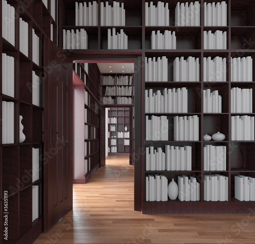 Illustration: Interno con libreria Interno con libreria
