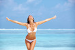 Cheerful woman at beach