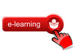 e-learning button with red hand