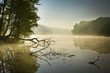 Fog over the lake at sunrise