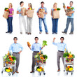 People with a grocery cart.