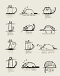 Funny cats sketch, design with place for your text Funny cats sketch, design with place for your text