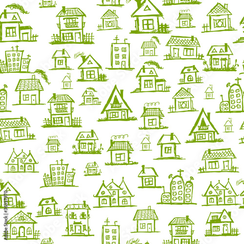 Vector: Art houses, seamless background for your design Art houses, seamless background for your design