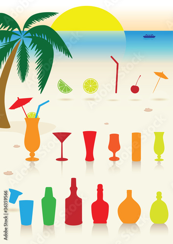 Vector: Tropical drinks set. Tropical drinks set.