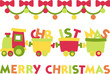 Illustration of a locomotive driven by the letters CHRISTMAS