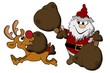 Illustration: Weihnachtsmann belädt sein Rentier Weihnachtsmann belädt sein Rentier