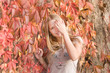 Beautiful teen girl in the autumnal leafs Beautiful teen girl in the autumnal leafs