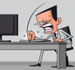 Furious frustated businessman hitting the computer keyboard