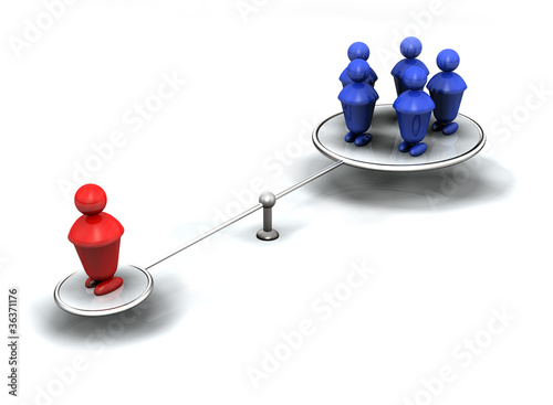 Illustration: 3d people justice balance inequality scales illustration 3d people justice balance inequality scales illustration