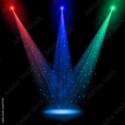 Vector: Three conical RGB shafts of light Three conical RGB shafts of light