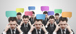 Group of businessmen with speech bubbles