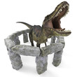 the green tyrannosaurus rex in cage bird eye view