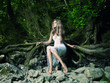Beautiful lady in the rainforest