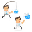 set of funny cartoon manager