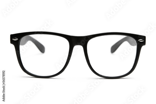 Photo: Black retro nerd glasses on white background Black retro nerd glasses on white background