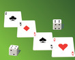 Four aces playing cards with dices