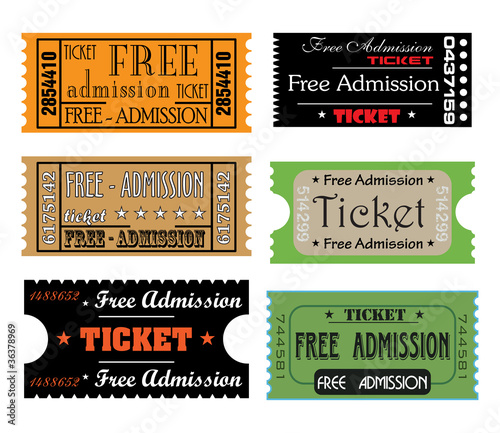 Vector: Free admission tickets Free admission tickets