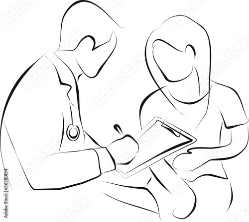 Photo: doctor takea medical history of patient stomachache doctor takea medical history of patient stomachache