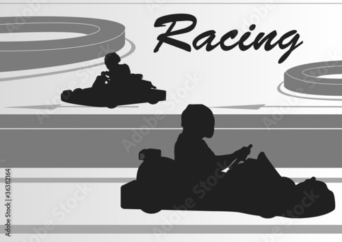 Vector: Go cart drivers race track landscape background illustration Go cart drivers race track landscape background illustration