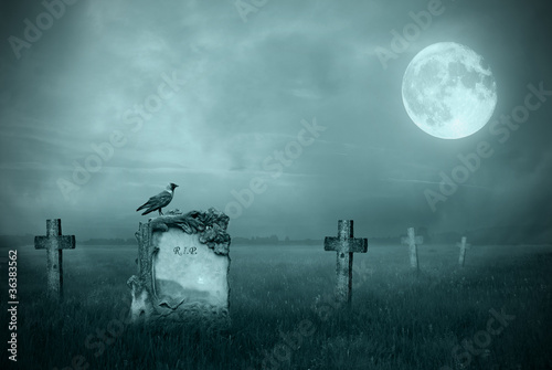 Photo: Gravestones in moonlight Gravestones in moonlight