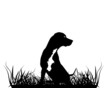 Sitting Leopard Catahoula Dog in Grass Sitting Leopard Catahoula Dog in Grass