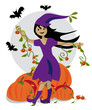 indienne halloween devant CITROUILLE indienne halloween devant CITROUILLE