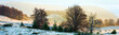 Autumn misty morning mountain panorama