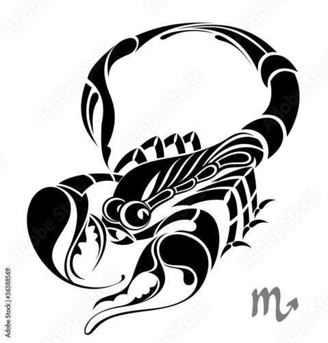 Scorpio zodiac vector sign. Tattoo design