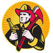 fireman firefighter fire hose and axe
