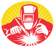 welder welding worker retro