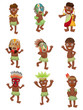 cartoon Africa Indigenous icons