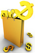 Gold symbols in bag and floor