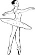 a sketch of girl's ballerina in tutu and pointe