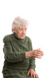The elderly woman isolated on white
