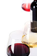 Glasses of white, red and rose wine