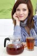 young woman and tea young woman and tea