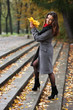 Girl in park colourful autumn Girl in park colourful autumn