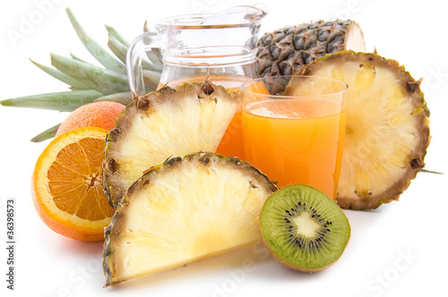 Photo: Multivitamin juice and fruits Multivitamin juice and fruits