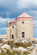 Medieval Windmills at Mandraki Harbour, Rhodes, Greece