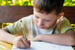 Foto: cute boy draws something cute boy draws something