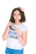 girl with sun glasses on a white background