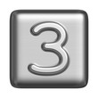 Metal alphabet in the form of a stamp. Number 3