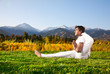 Yoga Advance pose in mountains