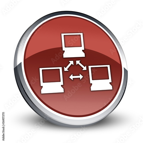 Illustration: Red 3D Style Icon "Network" Red 3D Style Icon "Network"